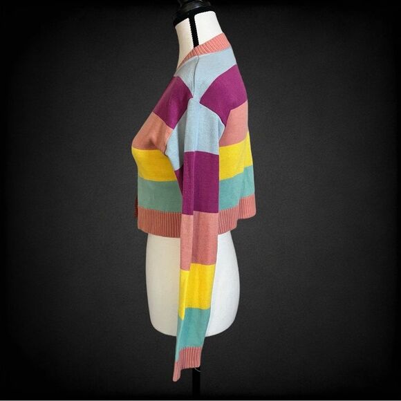 Abound Cropped Cardigan Striped Sweater Size Medium - Picture 4 of 7